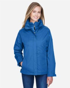 CORE365 78205 Women’s 3-in-1 Jacket with Fleece Liner – True Royal (on model)