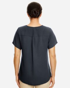 Devon & Jones DP612W Women’s Perfect Fit™ Crepe Blouse – Black (on model back)