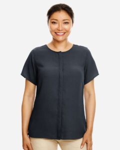 Devon & Jones DP612W Women’s Perfect Fit™ Crepe Blouse – Black (on model)