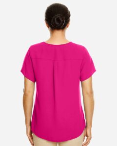 Devon & Jones DP612W Women’s Perfect Fit™ Crepe Blouse – Crown Raspberry (on model back)