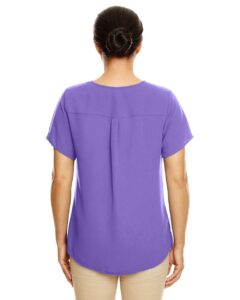 Devon & Jones DP612W Women’s Perfect Fit™ Crepe Blouse – Grape (on model back)