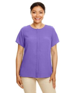 Devon & Jones DP612W Women’s Perfect Fit™ Crepe Blouse – Grape (on model)