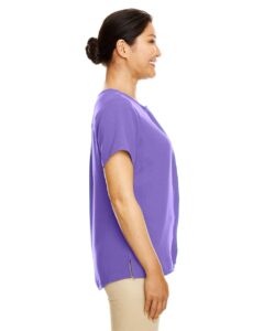 Devon & Jones DP612W Women’s Perfect Fit™ Crepe Blouse – Grape (on model side)