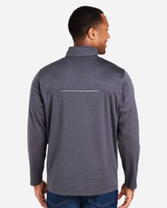 CORE365 CE708 Men’s Techno Lite Three-Layer Knit Tech-Shell – Carbon Heather (on model back)