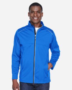 CORE365 CE708 Men’s Techno Lite Three-Layer Knit Tech-Shell – True Royal (on model)