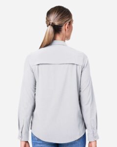 CORE365 CE510LW Women’s Ultra UVP® Marina Shirt – Platinum (on model back)