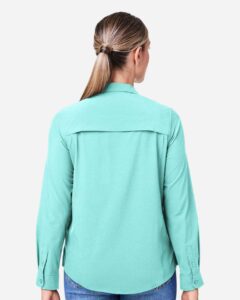 CORE365 CE510LW Women’s Ultra UVP® Marina Shirt – Sea Glass (on model back)
