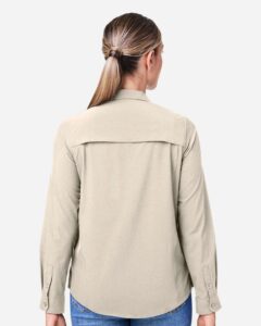CORE365 CE510LW Women’s Ultra UVP® Marina Shirt – Stone (on model back)