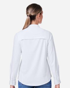 CORE365 CE510LW Women’s Ultra UVP® Marina Shirt – White (on model back)