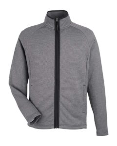 CORE365 CE72 Men’s Venture Heathered Stripe Full-Zip Jacket – Black/ White