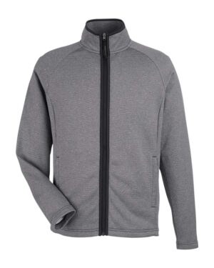CORE365 CE72 Men’s Venture Heathered Stripe Full-Zip Jacket – Black/ White