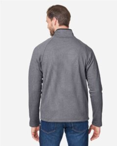 CORE365 CE72 Men’s Venture Heathered Stripe Full-Zip Jacket – Black/ White (on model back)