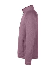 CORE365 CE72 Men’s Venture Heathered Stripe Full-Zip Jacket – Burgundy/ White (side)