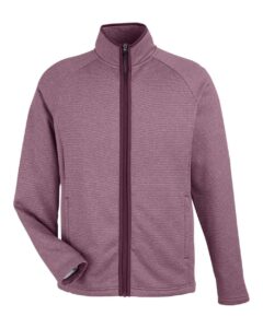 CORE365 CE72 Men’s Venture Heathered Stripe Full-Zip Jacket – Burgundy/ White