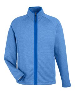 CORE365 CE72 Men’s Venture Heathered Stripe Full-Zip Jacket – True Royal/ White