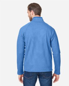 CORE365 CE72 Men’s Venture Heathered Stripe Full-Zip Jacket – True Royal/ White (on model back)