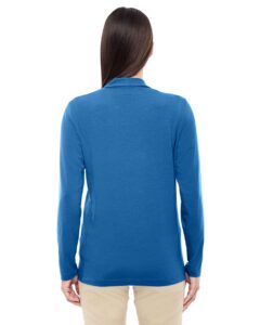 Devon & Jones DP462W Women’s Perfect Fit™ Shawl Collar Cardigan – French Blue (on model back)