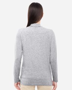Devon & Jones DP462W Women’s Perfect Fit™ Shawl Collar Cardigan – Grey Heather (on model back)