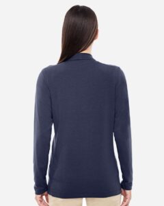 Devon & Jones DP462W Women’s Perfect Fit™ Shawl Collar Cardigan – Navy (on model back)