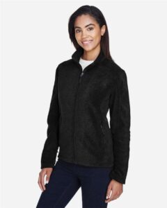CORE365 78190 Women’s Journey Fleece Jacket – Black (on model side)