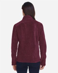 CORE365 78190 Women’s Journey Fleece Jacket – Burgundy (on model back)