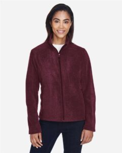 CORE365 78190 Women’s Journey Fleece Jacket – Burgundy (on model)