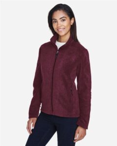 CORE365 78190 Women’s Journey Fleece Jacket – Burgundy (on model side)