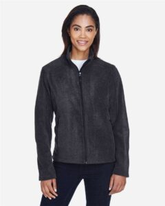 CORE365 78190 Women’s Journey Fleece Jacket – Heather Charcoal (on model)