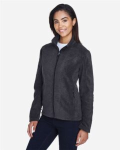 CORE365 78190 Women’s Journey Fleece Jacket – Heather Charcoal (on model side)