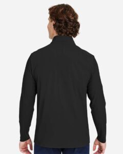 Devon & Jones DG410 Men’s CrownLux Performance® Windsor Welded Quarter-Zip Pullover – Black (on model back)