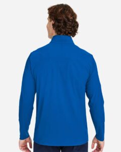 Devon & Jones DG410 Men’s CrownLux Performance® Windsor Welded Quarter-Zip Pullover – French Blue (on model back)
