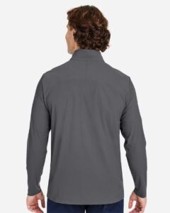 Devon & Jones DG410 Men’s CrownLux Performance® Windsor Welded Quarter-Zip Pullover – Graphite (on model back)