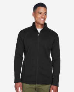 Devon & Jones DG793 Men’s Bristol Full-Zip Sweater Fleece Jacket – Black (on model)