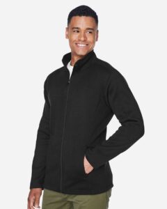 Devon & Jones DG793 Men’s Bristol Full-Zip Sweater Fleece Jacket – Black (on model side)