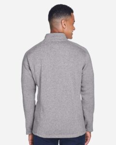 Devon & Jones DG793 Men’s Bristol Full-Zip Sweater Fleece Jacket – Grey Heather (on model back)