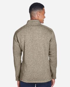 Devon & Jones DG793 Men’s Bristol Full-Zip Sweater Fleece Jacket – Khaki Heather (on model back)