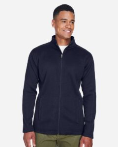 Devon & Jones DG793 Men’s Bristol Full-Zip Sweater Fleece Jacket – Navy (on model)