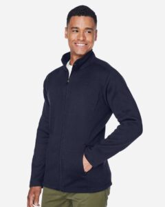 Devon & Jones DG793 Men’s Bristol Full-Zip Sweater Fleece Jacket – Navy (on model side)