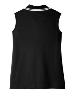 Devon & Jones DG20SW Women’s CrownLux Performance® Plaited Tipped Sleeveless Polo – Black/ White (back)