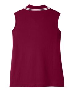 Devon & Jones DG20SW Women’s CrownLux Performance® Plaited Tipped Sleeveless Polo – Burgundy/ White (back)