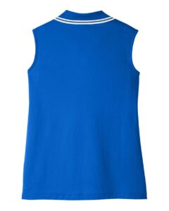 Devon & Jones DG20SW Women’s CrownLux Performance® Plaited Tipped Sleeveless Polo – French Blue/ White (back)