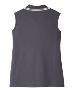Devon & Jones DG20SW Women’s CrownLux Performance® Plaited Tipped Sleeveless Polo – Graphite/ White (back)