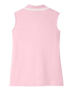 Devon & Jones DG20SW Women’s CrownLux Performance® Plaited Tipped Sleeveless Polo – Pink/ White (back)