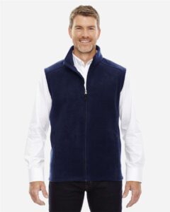 CORE365 88191T Men’s Tall Journey Fleece Vest – Classic Navy (on model)