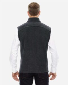 CORE365 88191T Men’s Tall Journey Fleece Vest – Heather Charcoal (on model back)