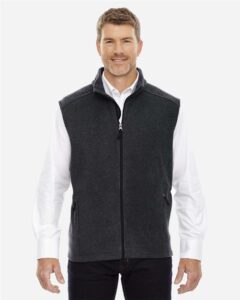 CORE365 88191T Men’s Tall Journey Fleece Vest – Heather Charcoal (on model)
