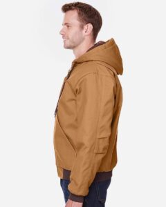 Berne Apparel HJ51 Men’s Berne Heritage Hooded Jacket – Brown Duck (on model side)