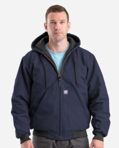 Berne Apparel HJ51 Men’s Berne Heritage Hooded Jacket – Navy (on model)