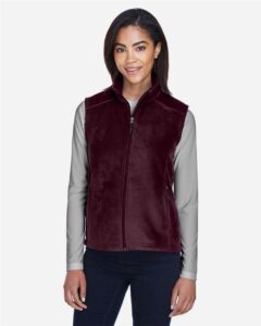 CORE365 78191 Women’s Journey Fleece Vest – Burgundy (on model)