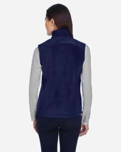CORE365 78191 Women’s Journey Fleece Vest – Classic Navy (on model back)
